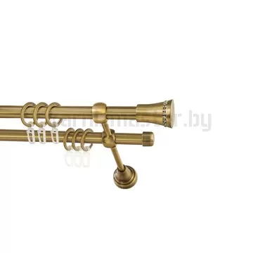 Карниз "Визирь" антик, двухрядный (16/16 мм, гладкая труба)