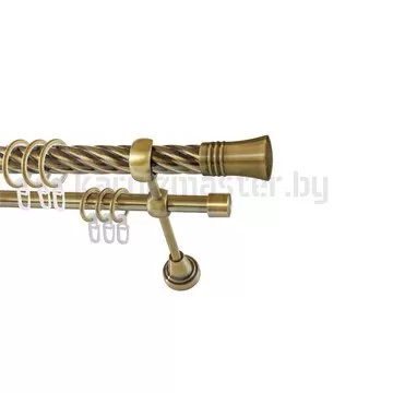 Карниз "Гиро" антик, двухрядный (25/16 мм, витая труба)