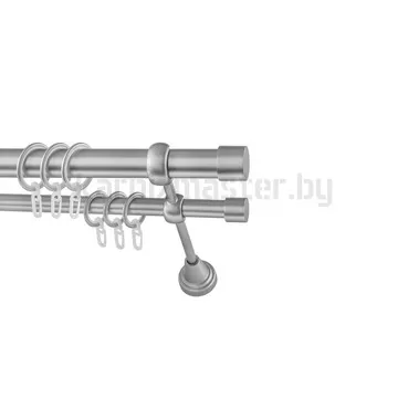 Карниз "Заглушка" сатин, двухрядный (25/16 мм, гладкая труба)