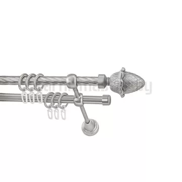 Карниз "Шишка" сатин, двухрядный (16/16 мм, витая труба)