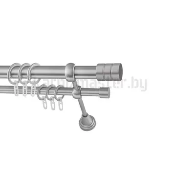 Карниз "Цилиндр" сатин, двухрядный (25/16 мм, гладкая труба)