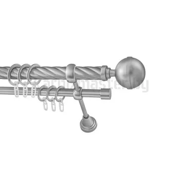 Карниз "Шар большой" сатин, двухрядный (25/16 мм, витая труба)