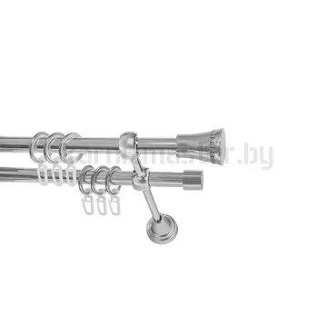 Карниз "Визирь" хром, двухрядный (16/16 мм,, гладкая труба)