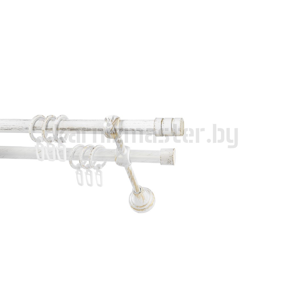 Карниз "Цилиндр" белое золото, двухрядный (16/16 мм, гладкая труба) - 263