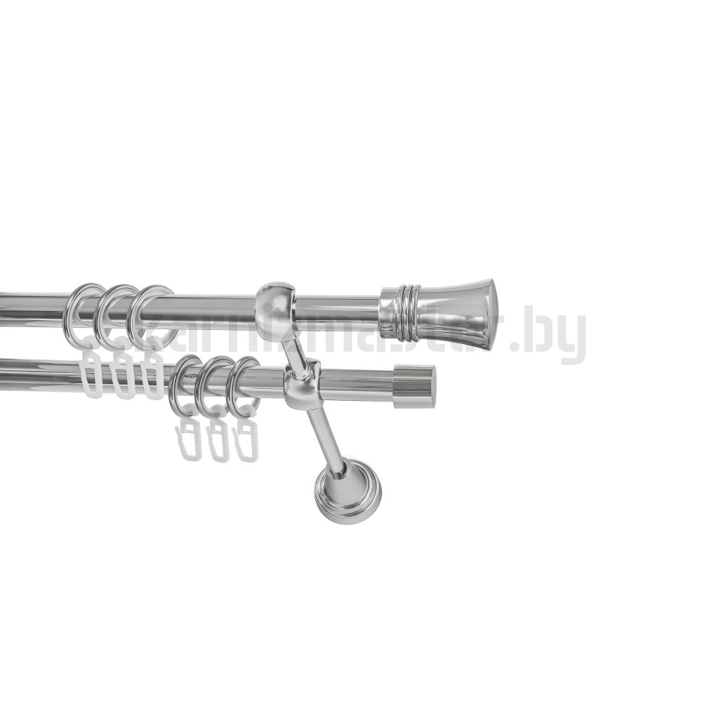 Карниз "Гиро" хром, двухрядный (16/16 мм, гладкая труба) - 343