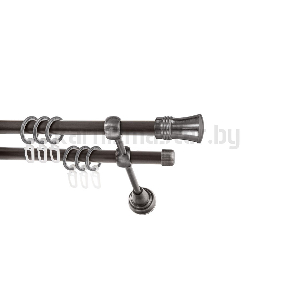 Карниз "Гиро" венге-антрацит, двухрядный (16/16 мм, гладкая труба) - 375