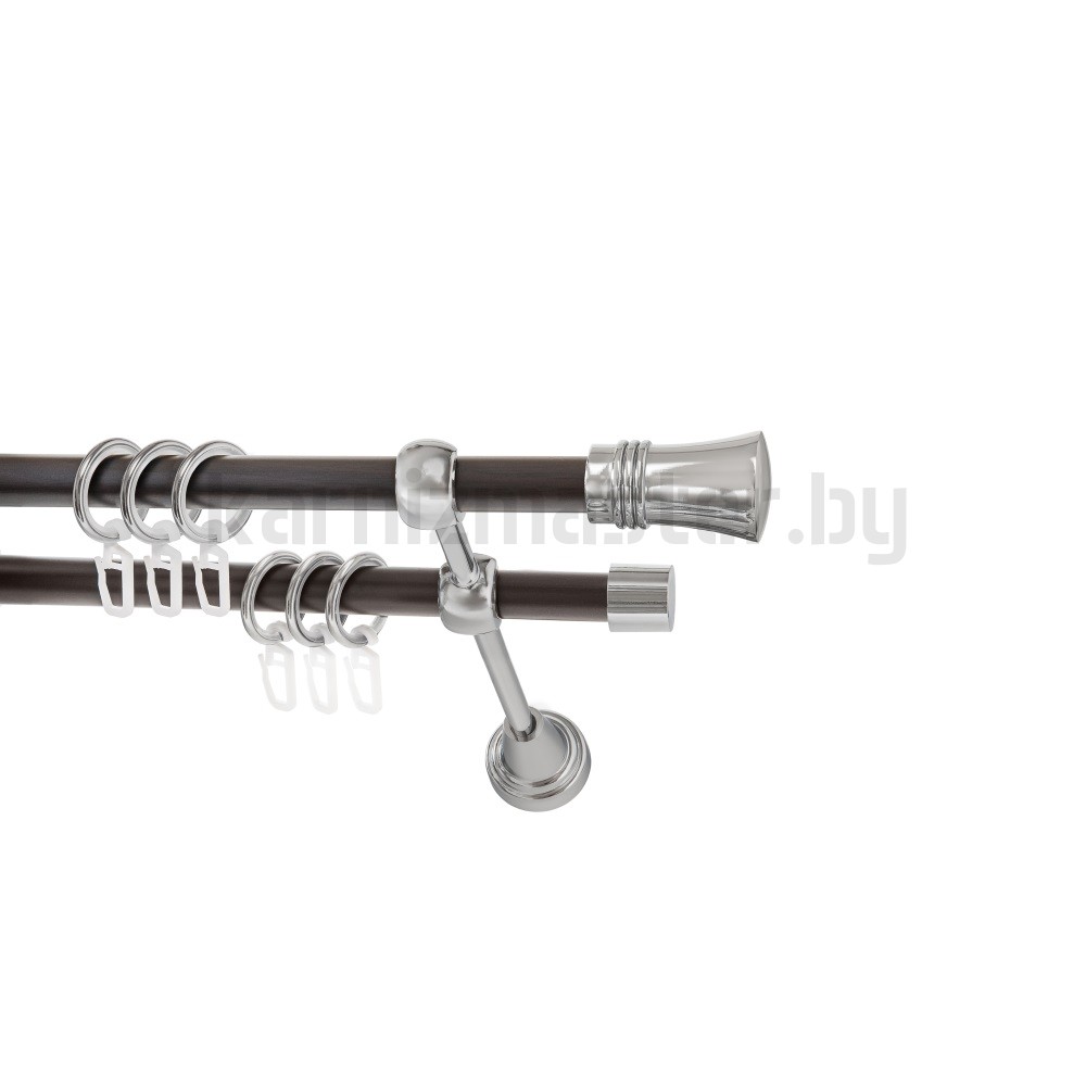Карниз "Гиро" венге-хром, двухрядный (16/16 мм, гладкая труба) - 383