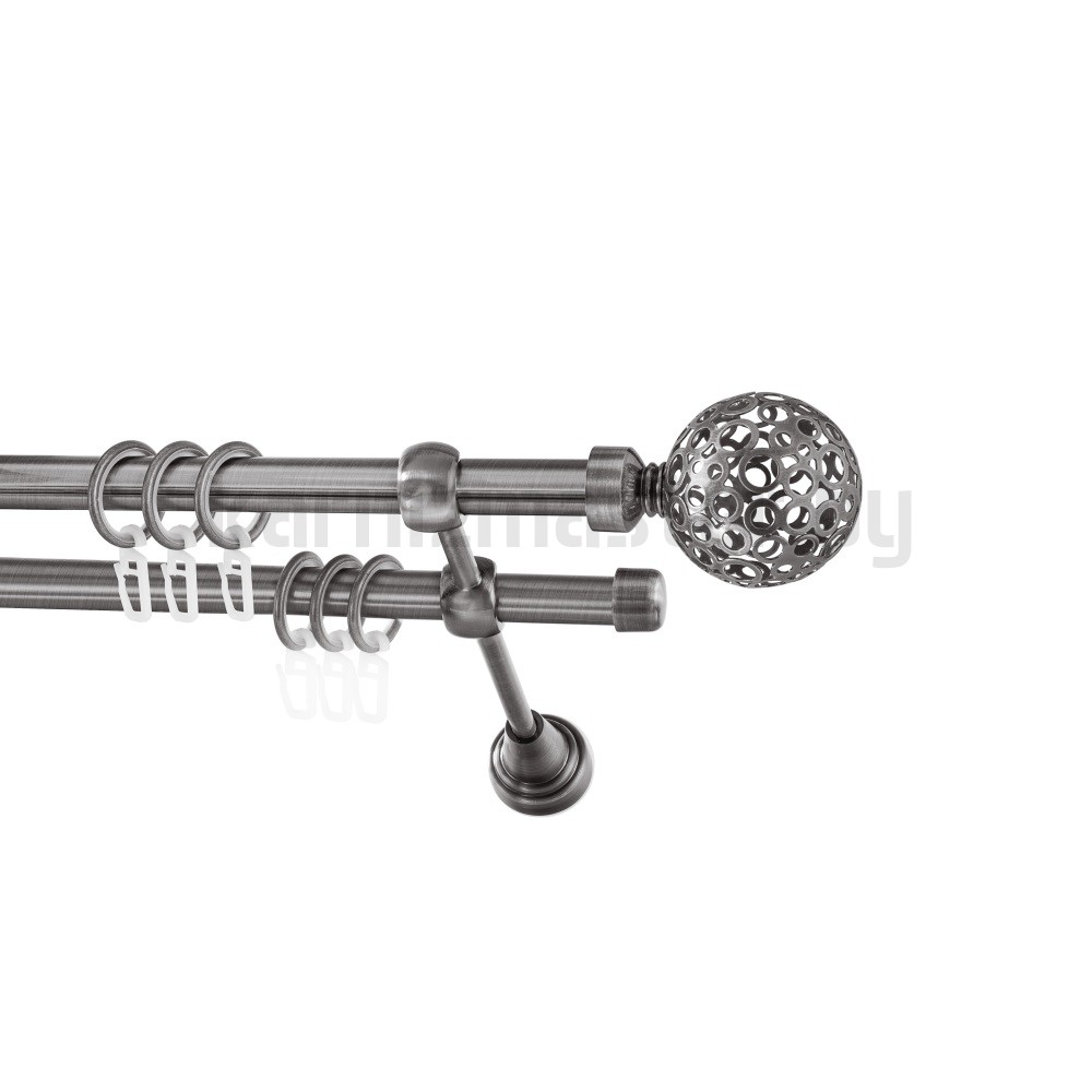 Карниз "Ажур" антрацит, двухрядный (16/16 мм, гладкая труба) - 431