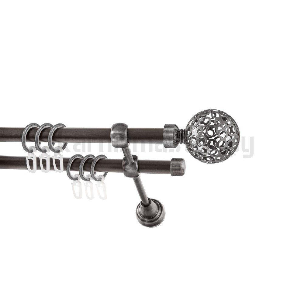 Карниз "Ажур" венге-антрацит, двухрядный (16/16 мм, гладкая труба) - 478