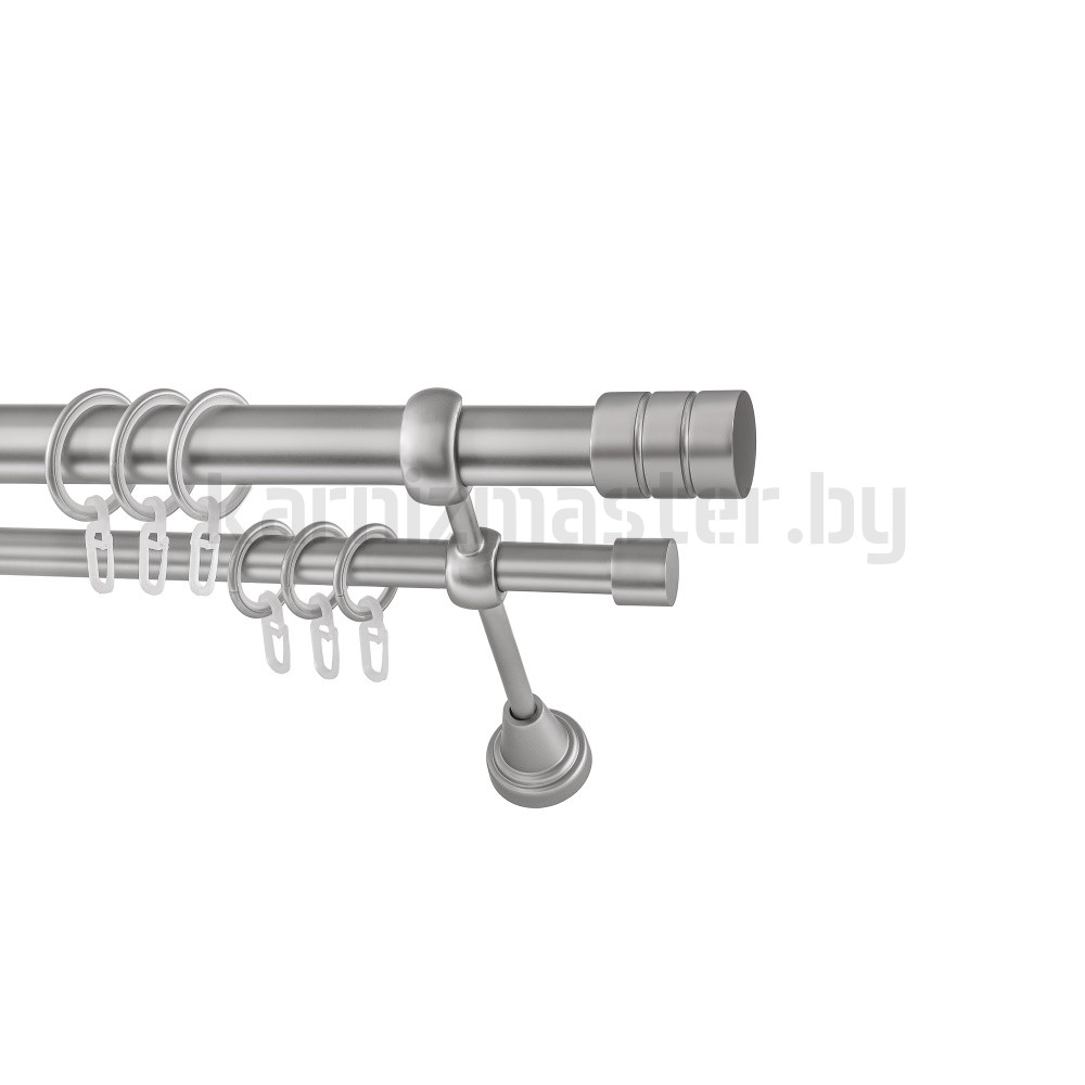 Карниз "Цилиндр" сатин, двухрядный (25/16 мм, гладкая труба) - 3046