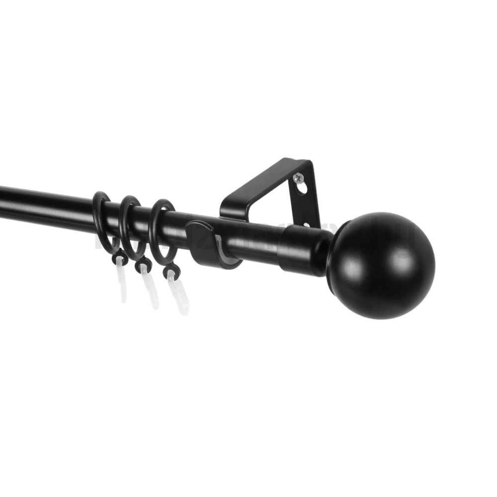 Карниз "Лайт" черный, однорядный (19 мм, гладкая труба) - 8330