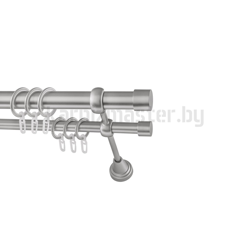 Карниз "Заглушка" сатин, двухрядный (25/16 мм, гладкая труба) - 9426