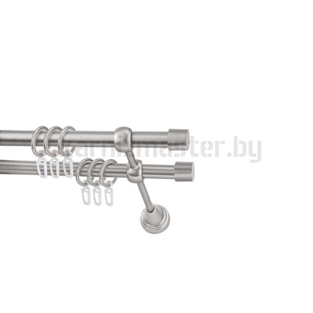 Карниз "Заглушка" сатин, двухрядный (19/19 мм, гладкая труба) - 9490
