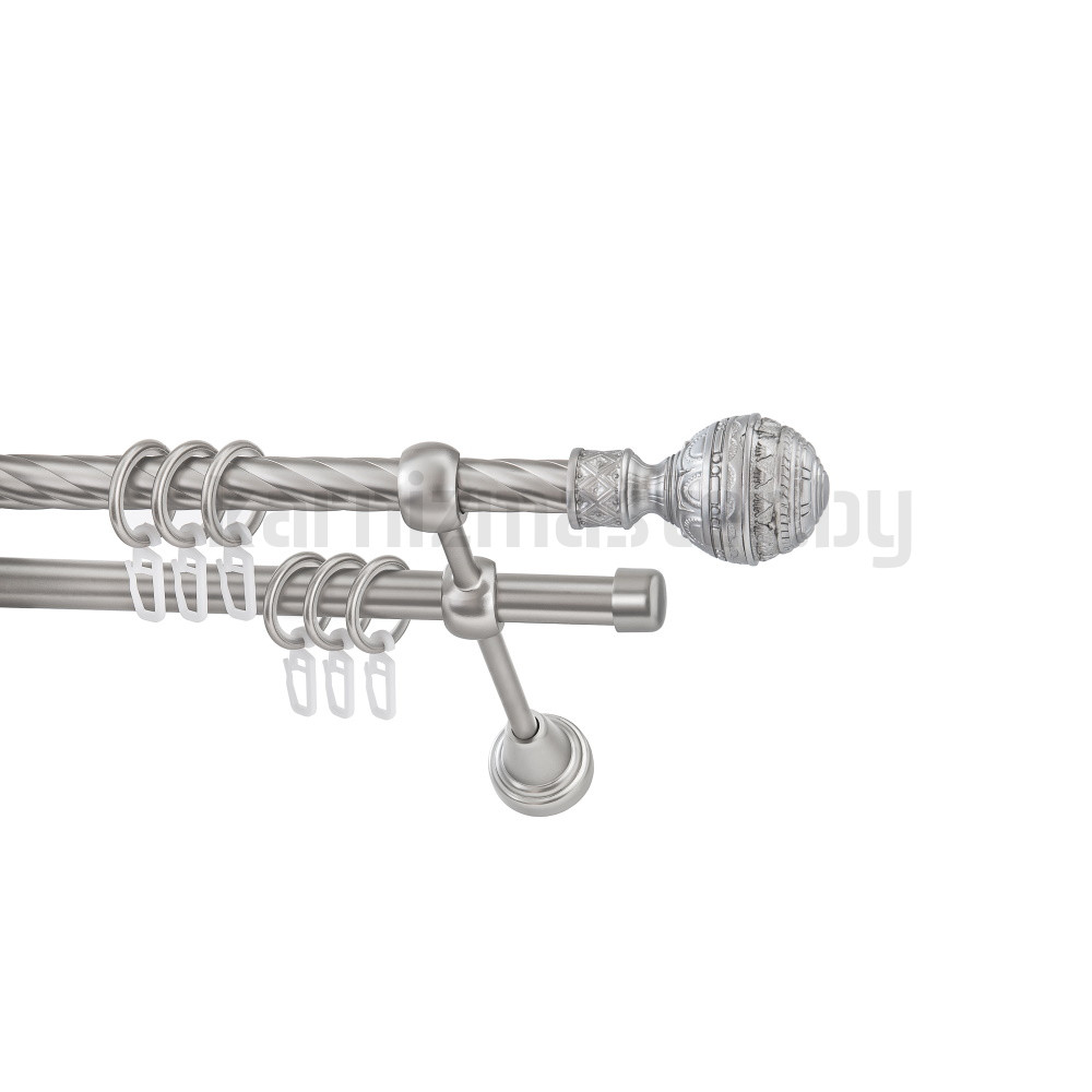 Карниз "Ампир" сатин, двухрядный (16/16 мм, витая труба) - 10214