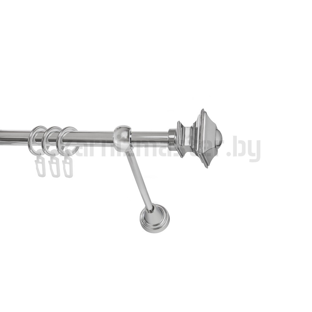 Карниз "Верди" хром, однорядный (16 мм, гладкая труба) - 930