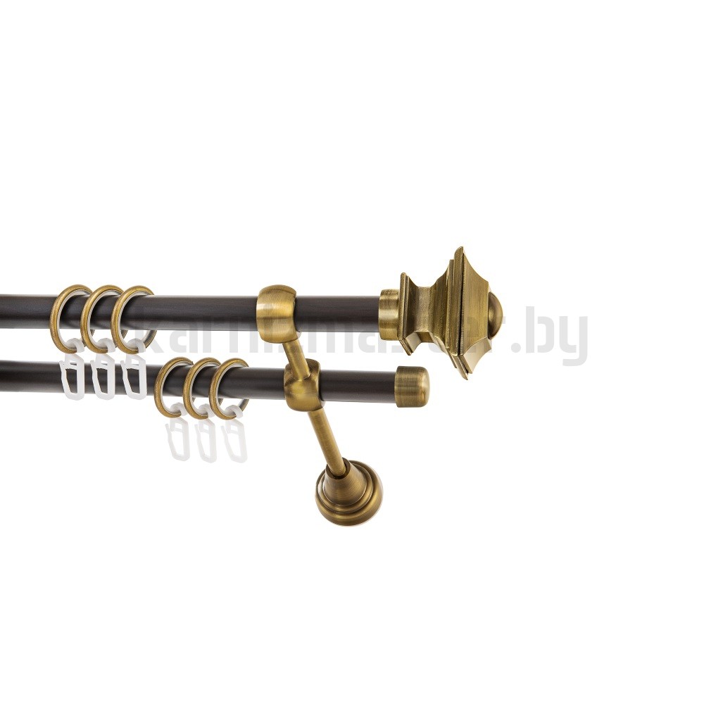 Карниз "Верди" венге-антик, двухрядный (16/16 мм, гладкая труба) - 982