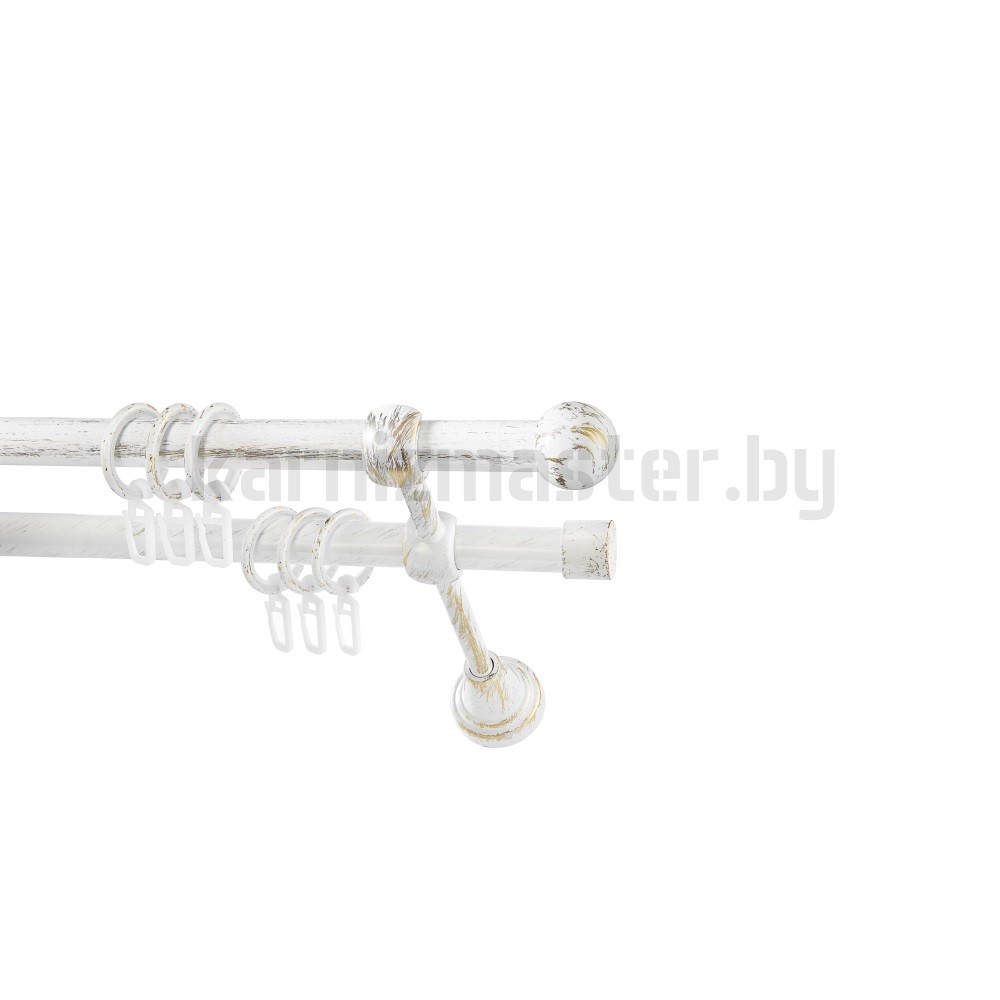 Карниз "Шар малый" белое золото, двухрядный (16/16 мм, гладкая труба) - 1078