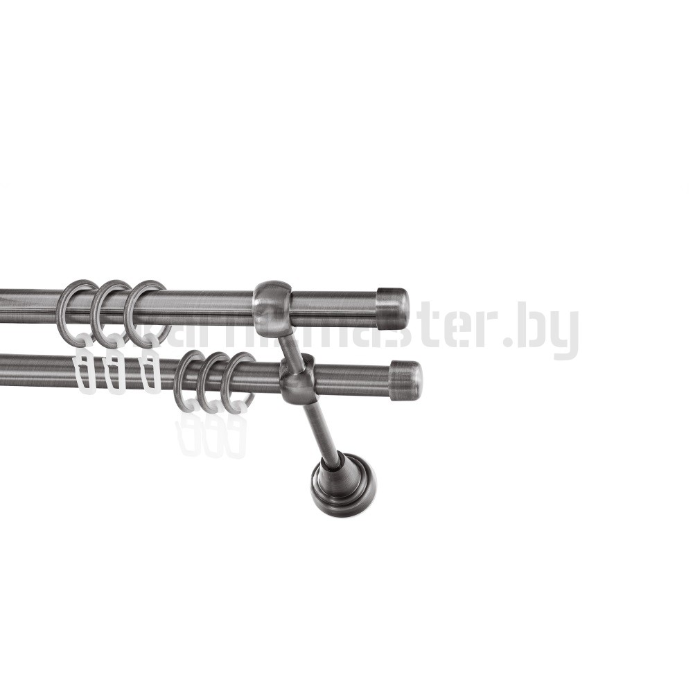 Карниз "Заглушка" антрацит, двухрядный (16/16 мм, гладкая труба) - 1154