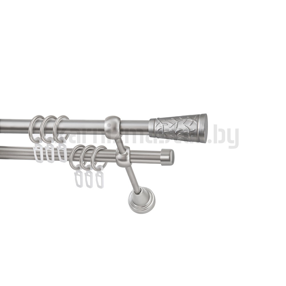 Карниз "Византия" сатин, двухрядный (16/16 мм, гладкая труба) - 1250