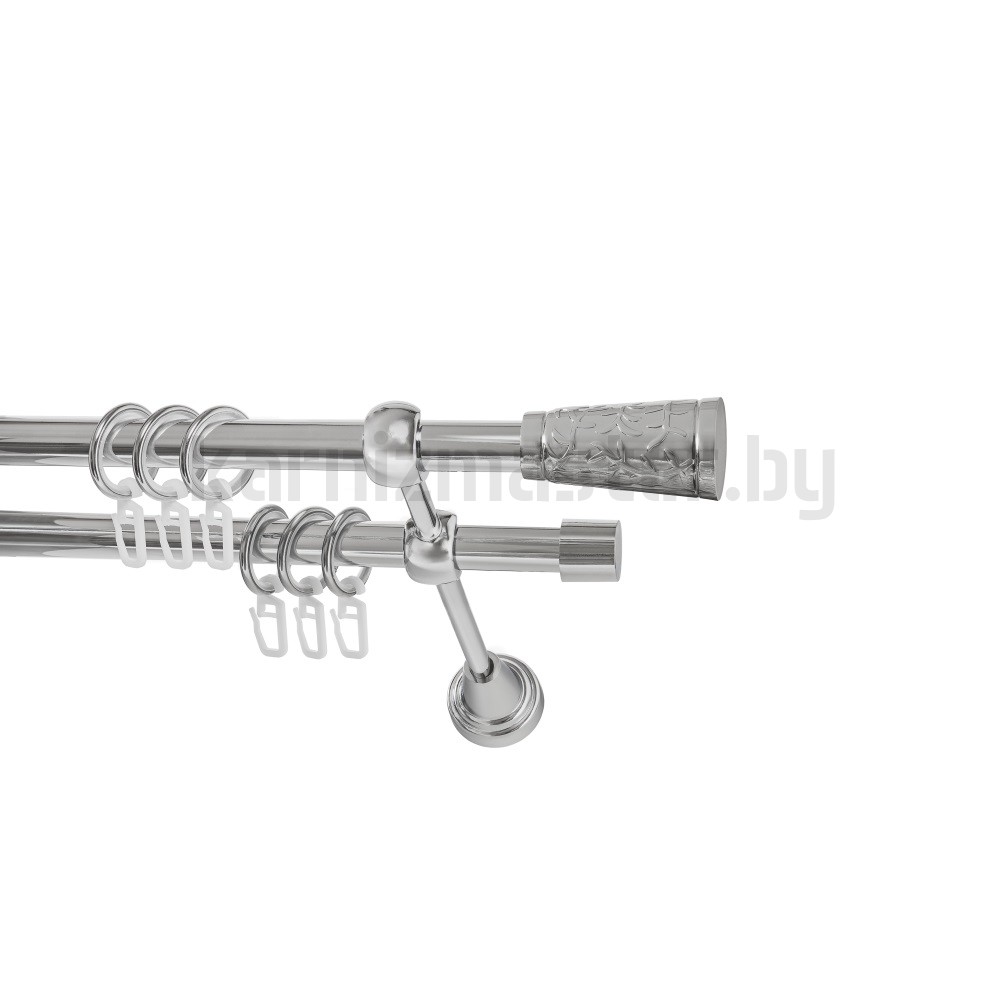 Карниз "Византия" хром, двухрядный (16/16 мм, гладкая труба) - 1282