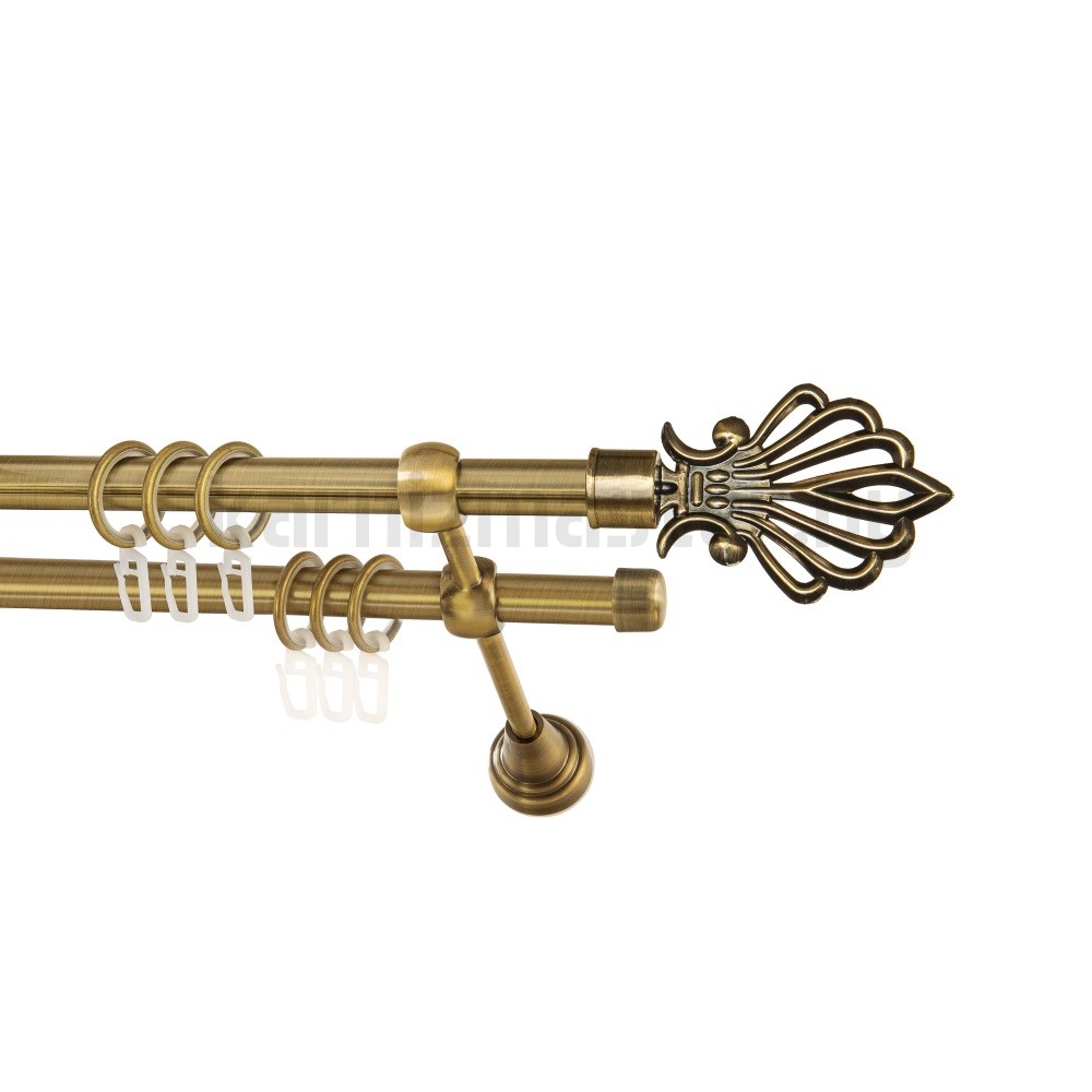 Карниз "Веер" антик, двухрядный (16/16 мм, гладкая труба) - 1338