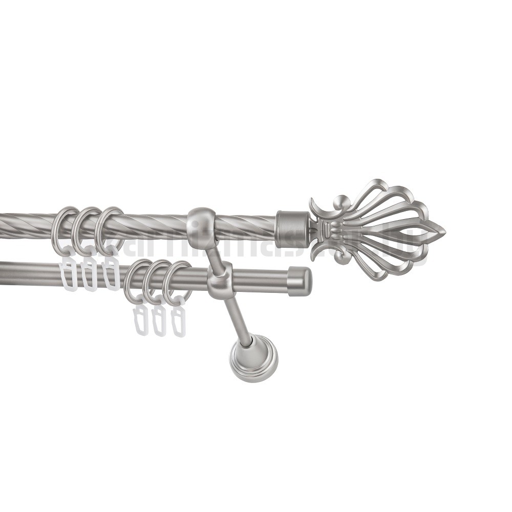 Карниз "Веер" сатин, двухрядный (16/16 мм, витая труба) - 1366