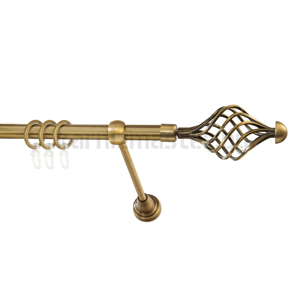 Карниз "Вираж" антик, однорядный (16 мм, гладкая труба) - 1442