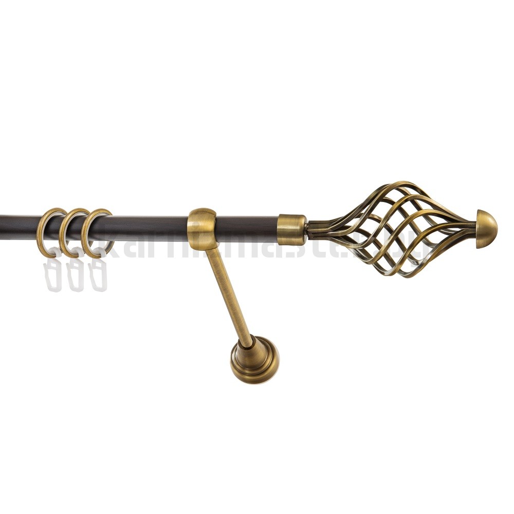 Карниз "Вираж" венге-антик, однорядный (16 мм, гладкая труба) - 1514