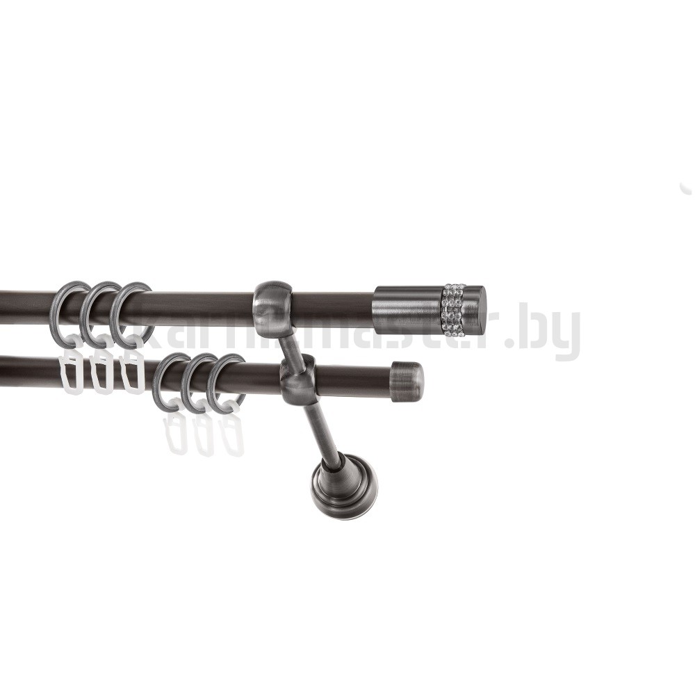 Карниз "Имидж" венге-антрацит, двухрядный (16/16 мм, гладкая труба) - 1622