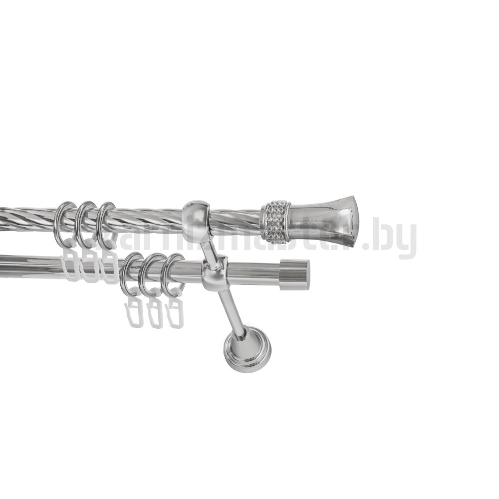 Карниз "Севилла" хром, двухрядный (16/16 мм, витая труба) - 1702