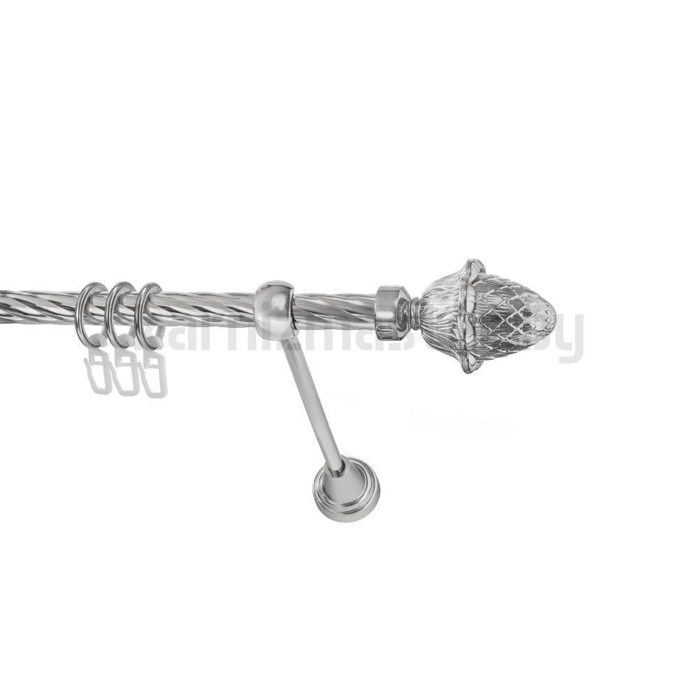Карниз "Шишка" хром, однорядный (16 мм, витая труба) - 1806