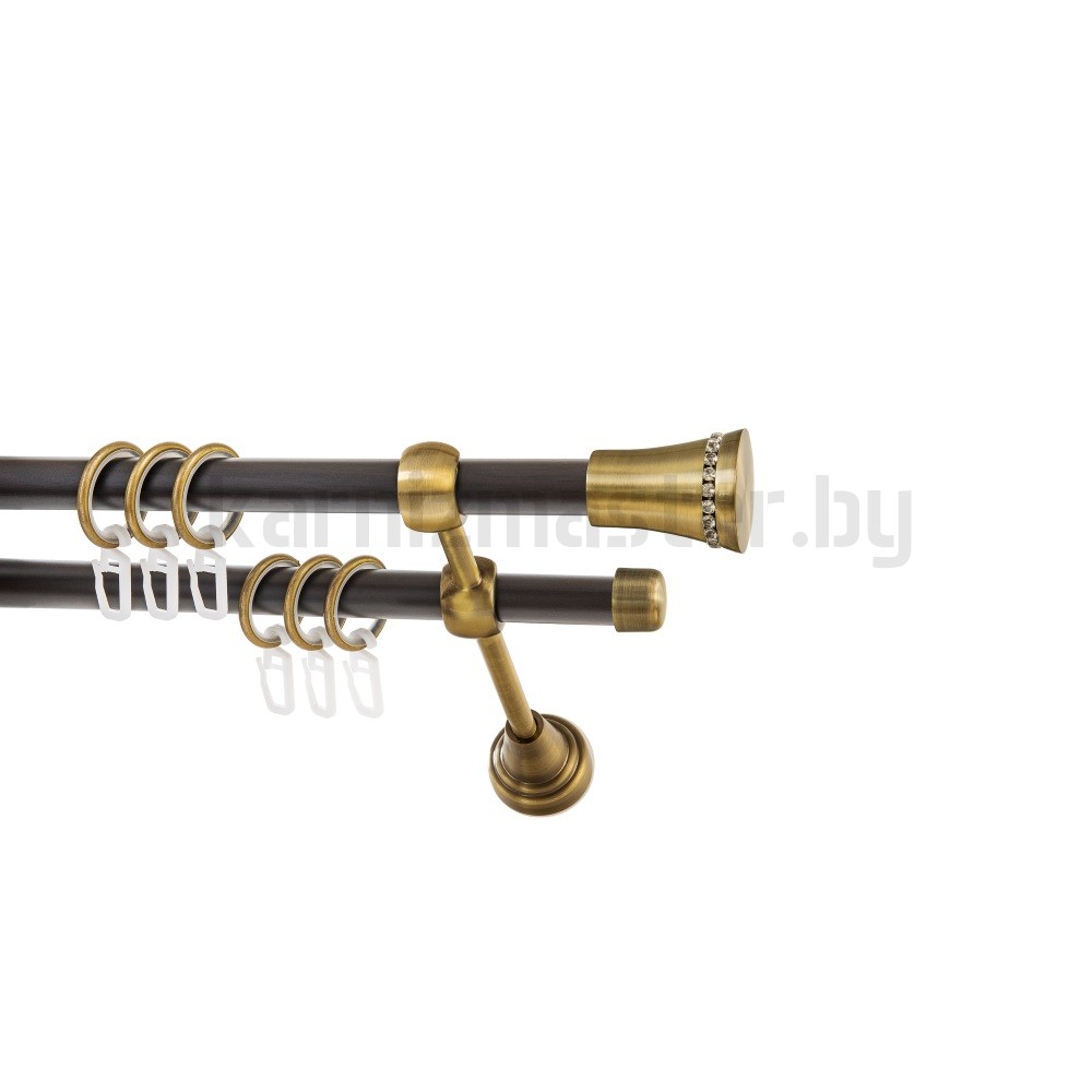 Карниз "Визирь" венге-антик, двухрядный (16/16 мм, гладкая труба) - 2050