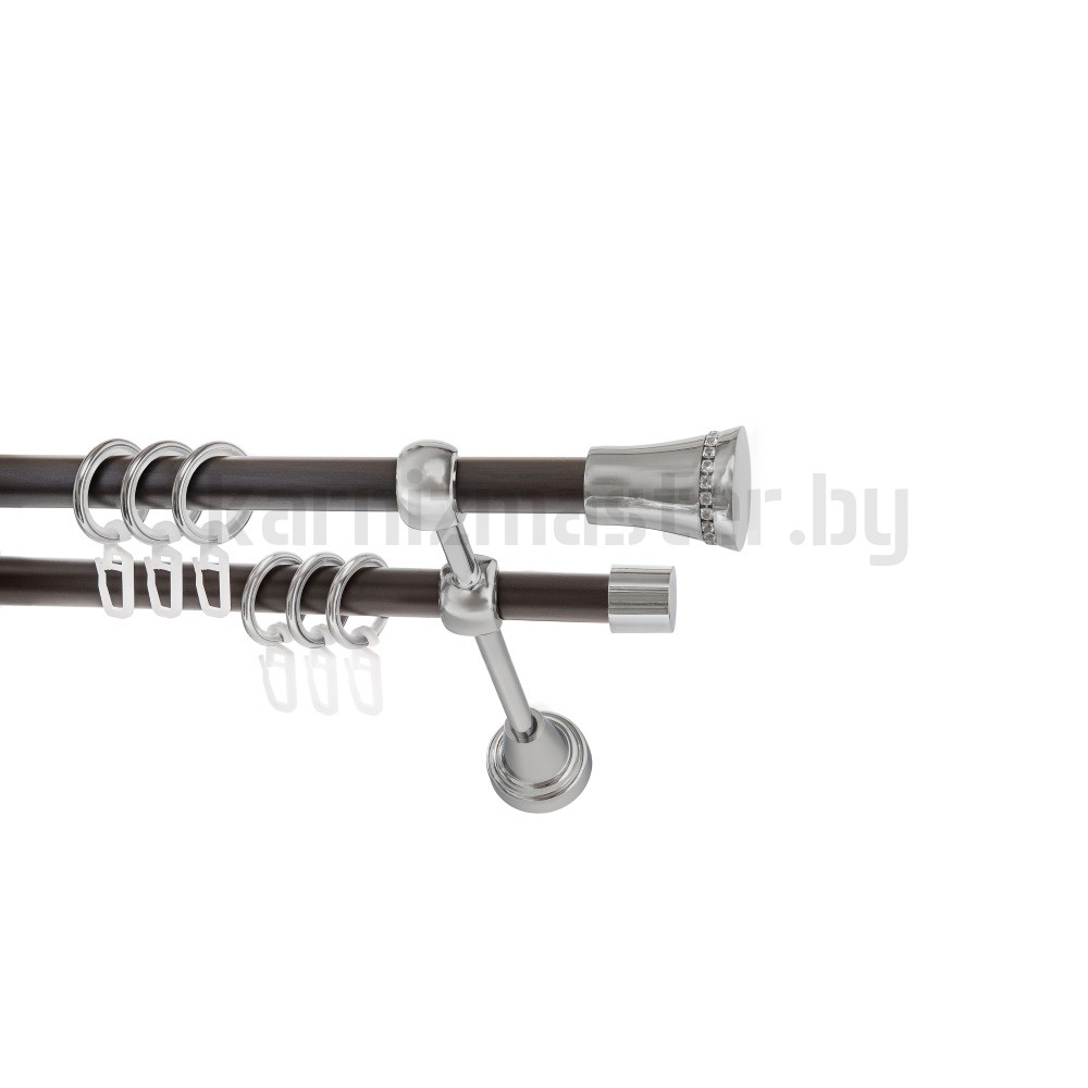 Карниз "Визирь" венге-хром, двухрядный (16/16 мм, гладкая труба) - 2058