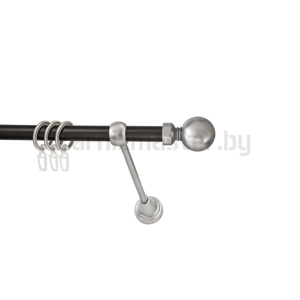 Карниз "Шар большой" венге-сатин, однорядный (16 мм, гладкая труба) - 2158