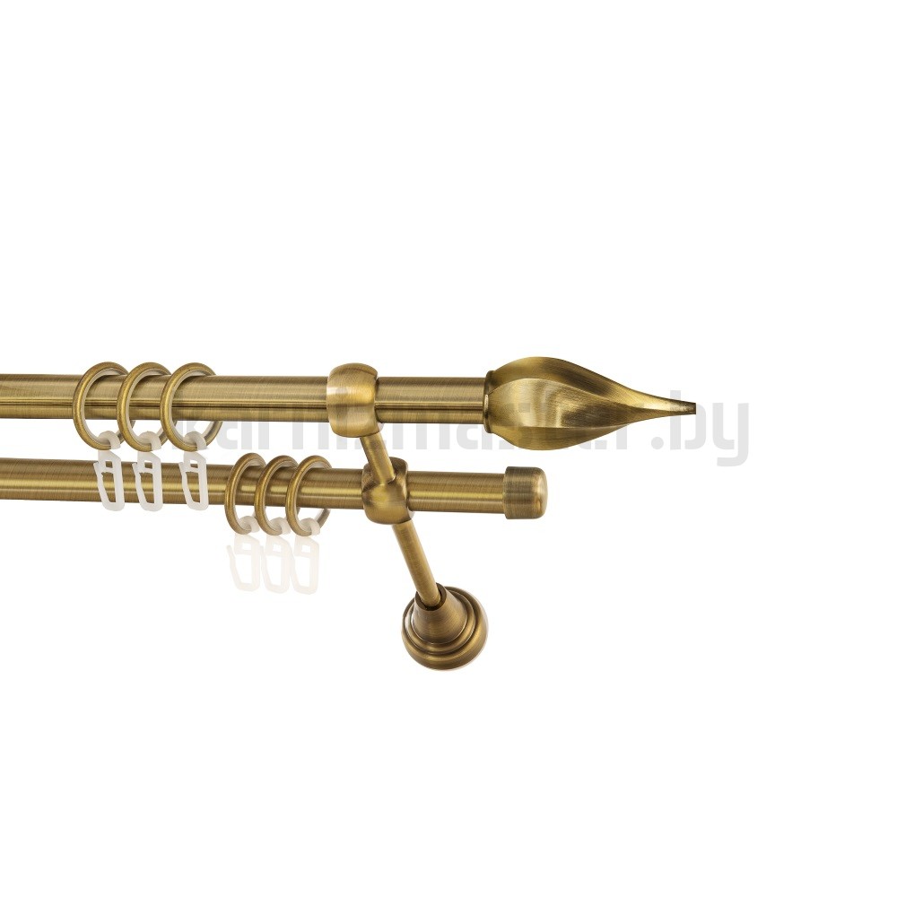 Карниз "Твистер" антик, двухрядный (16/16 мм, гладкая труба) - 2270