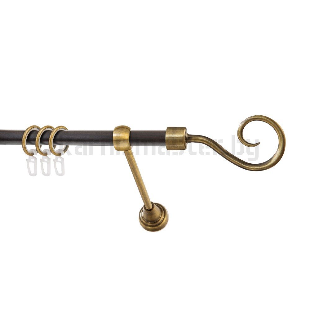 Карниз "Крюк" венге-антик, однорядный (16 мм, гладкая труба) - 2346