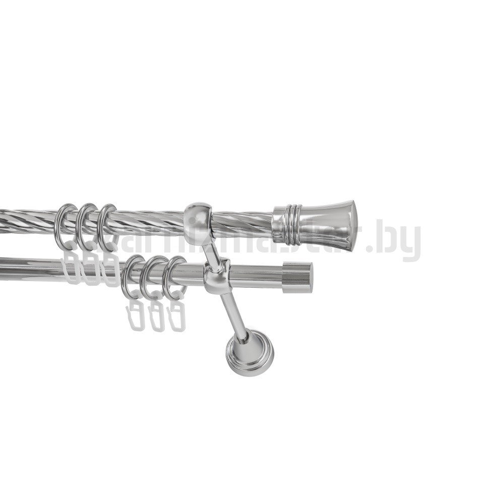 Карниз "Гиро" хром, двухрядный (19/19 мм, витая труба) - 2846