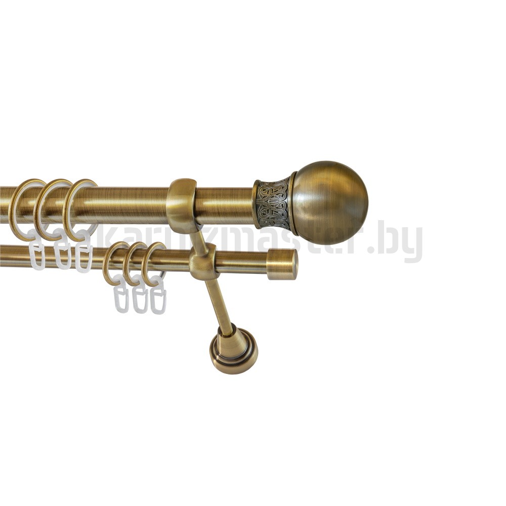 Карниз "Тиффани" антик, двухрядный (25/16 мм, гладкая труба) - 3430