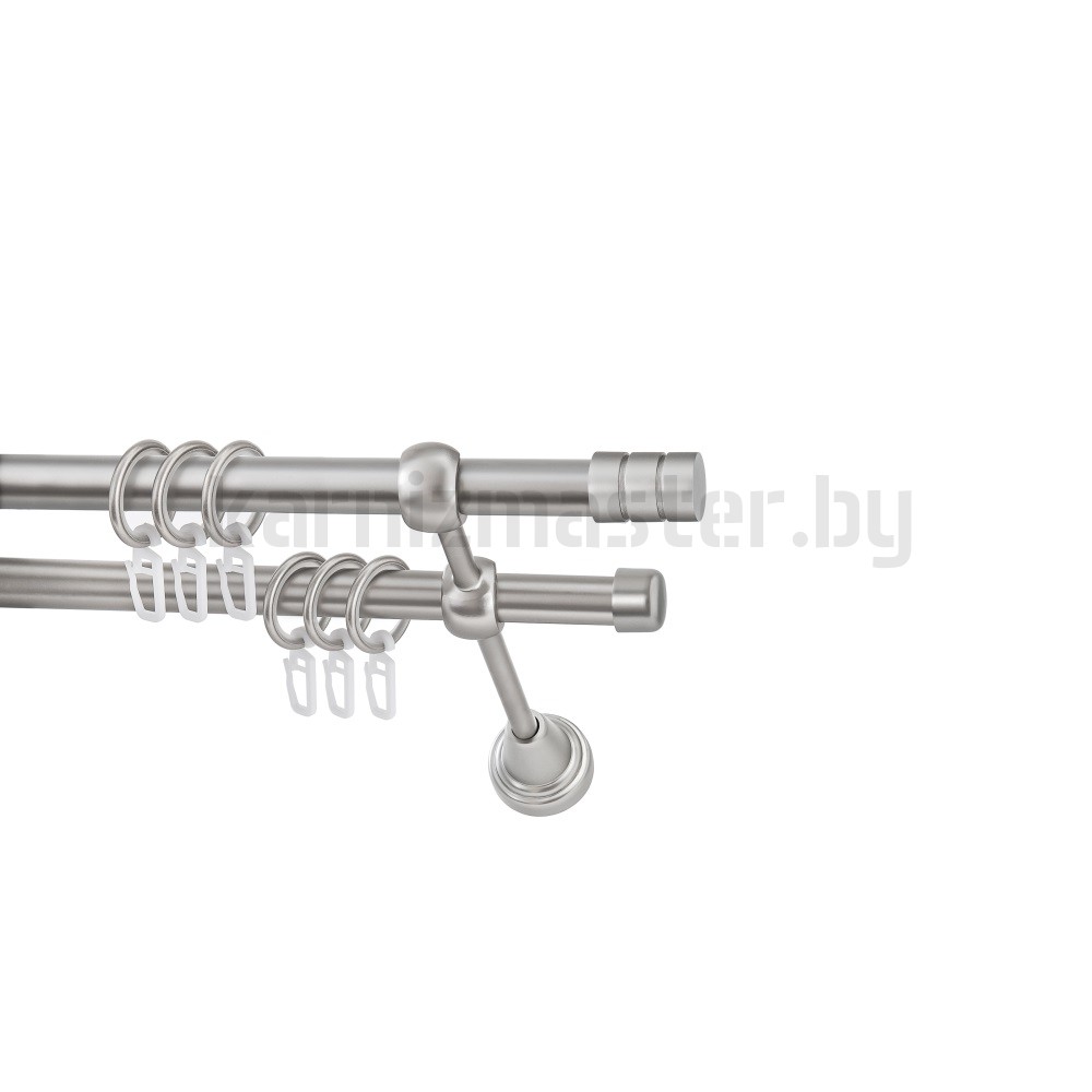 Карниз "Цилиндр" сатин, двухрядный (16/16 мм, гладкая труба) - 167