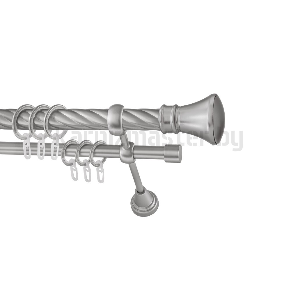 Карниз "Люксор" сатин, двухрядный (25/16 мм, витая труба) - 3574